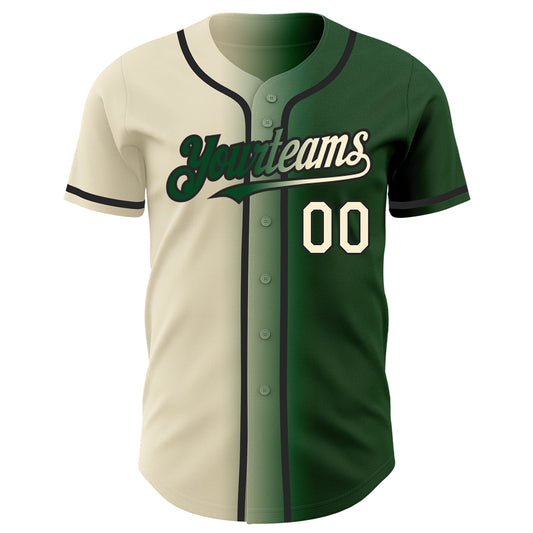 Custom Green Cream-Black Authentic Gradient Fashion Baseball Jersey - Sky-Custom