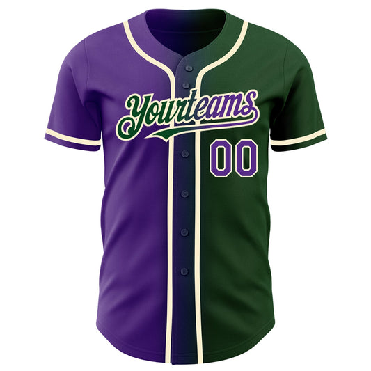 Custom Green Purple-Cream Authentic Gradient Fashion Baseball Jersey - Sky-Custom