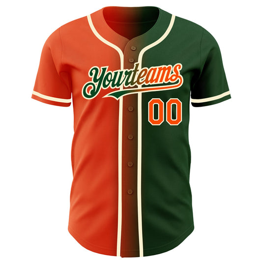 Custom Green Orange-Cream Authentic Gradient Fashion Baseball Jersey - Sky-Custom