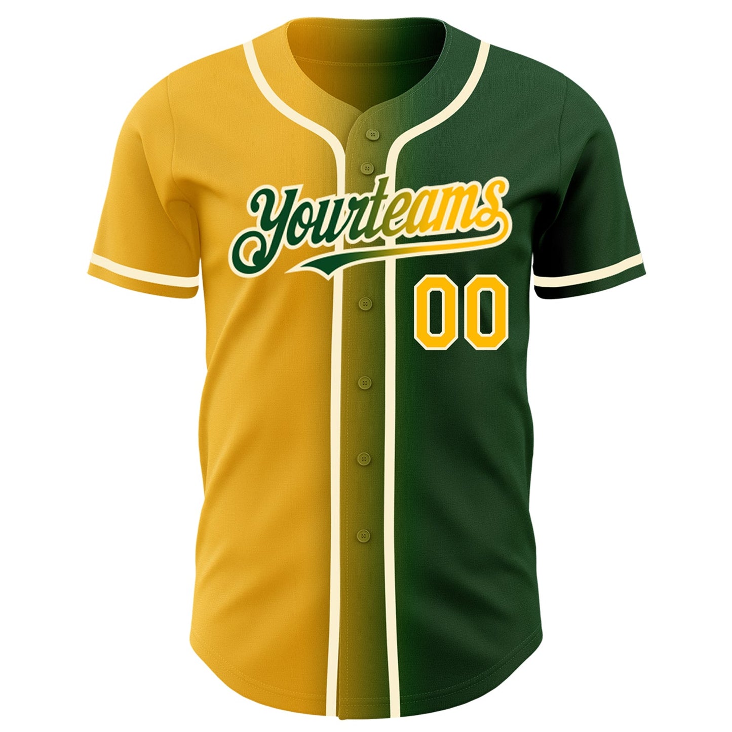 Custom Green Gold-Cream Authentic Gradient Fashion Baseball Jersey - Sky-Custom