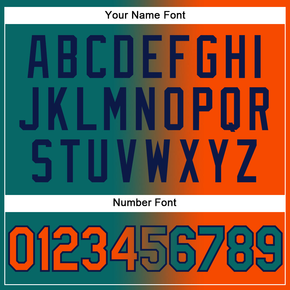 Custom Teal Orange-Navy Authentic Gradient Fashion Baseball Jersey - Sky-Custom