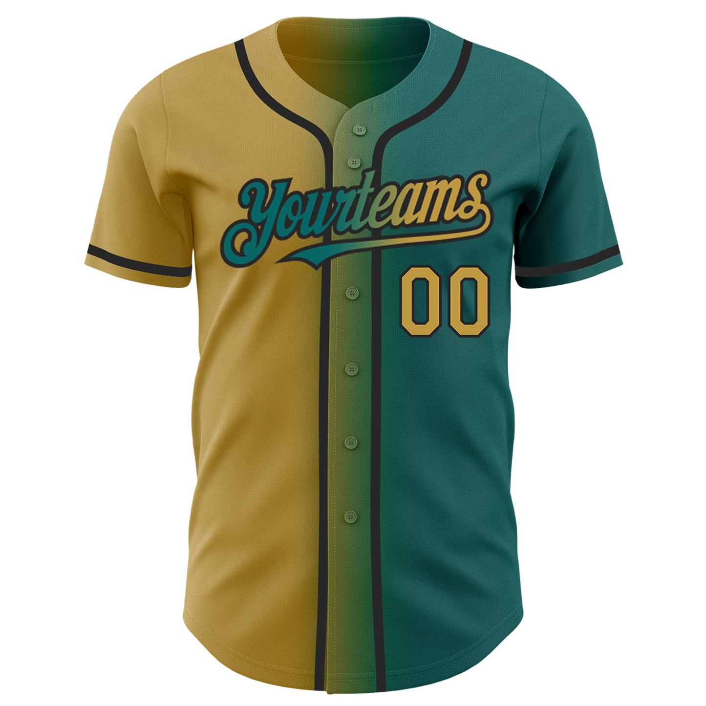 Custom Teal Old Gold-Black Authentic Gradient Fashion Baseball Jersey - Sky-Custom