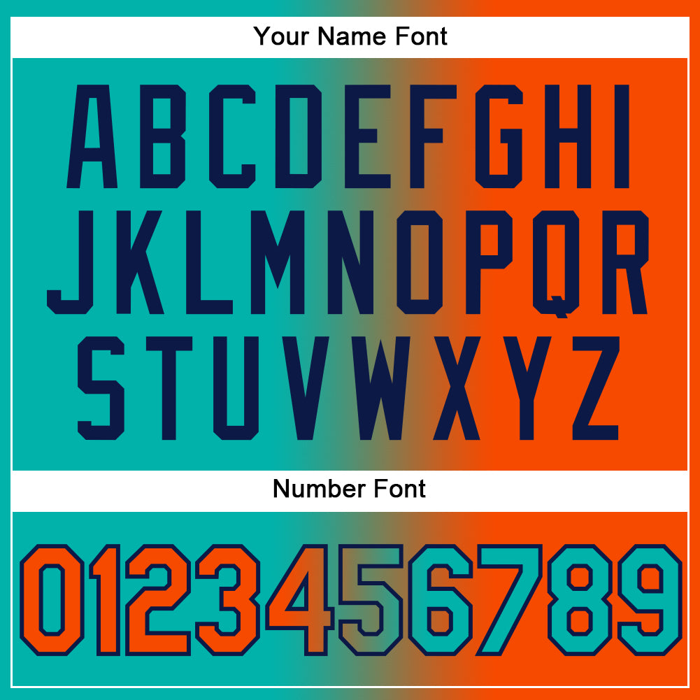 Custom Aqua Orange-Navy Authentic Gradient Fashion Baseball Jersey - Sky-Custom