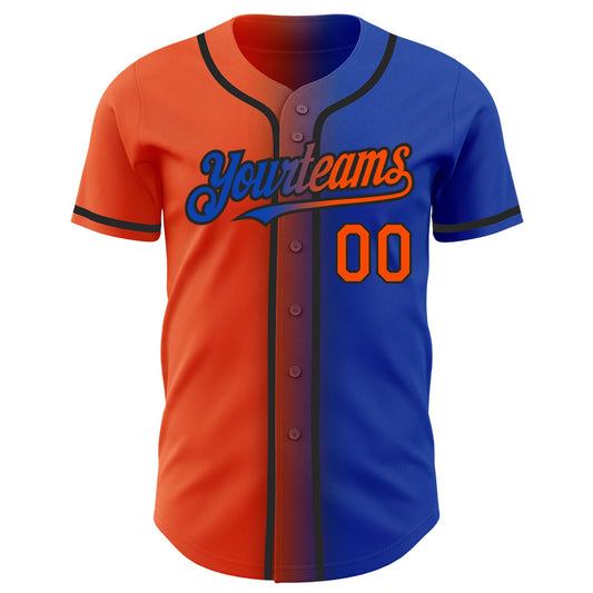 Custom Thunder Blue Orange-Black Authentic Gradient Fashion Baseball Jersey - Sky-Custom