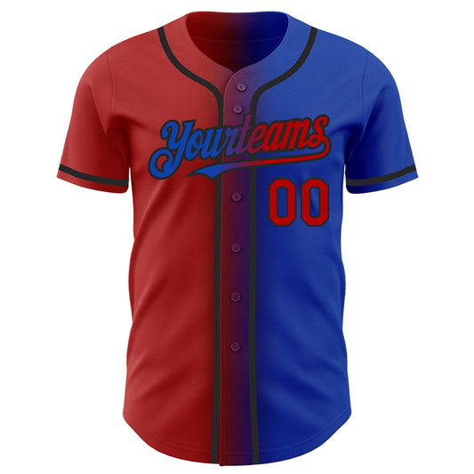 Custom Thunder Blue Red-Black Authentic Gradient Fashion Baseball Jersey - Sky-Custom