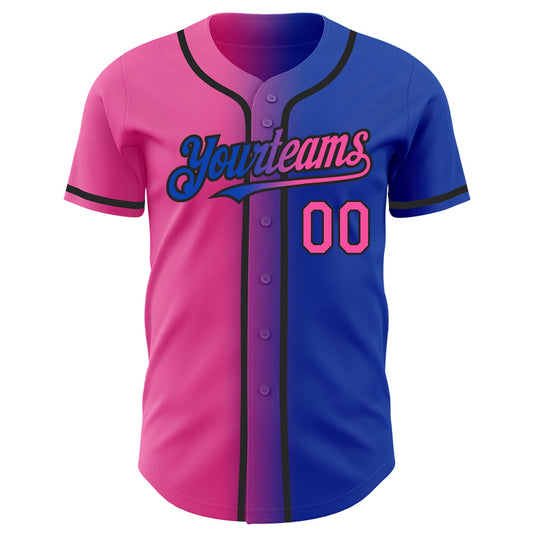Custom Thunder Blue Pink-Black Authentic Gradient Fashion Baseball Jersey - Sky-Custom