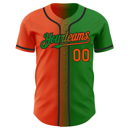 Custom Grass Green Orange-Black Authentic Gradient Fashion Baseball Jersey - Sky-Custom