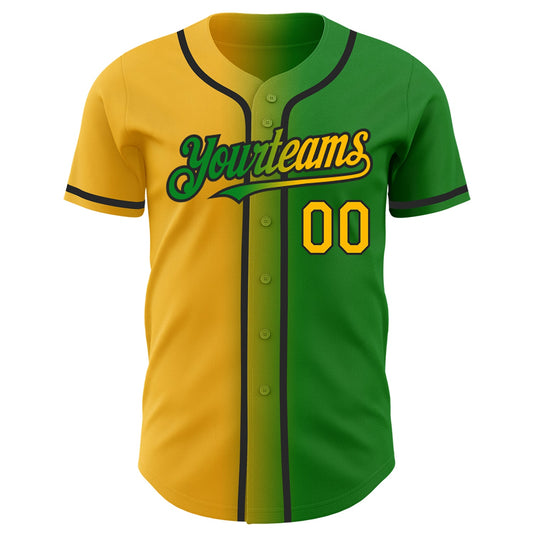 Custom Grass Green Gold-Black Authentic Gradient Fashion Baseball Jersey - Sky-Custom