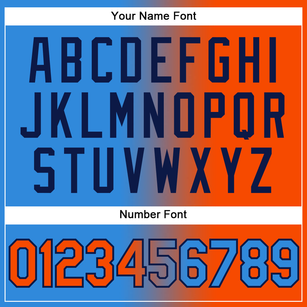 Custom Electric Blue Orange-Navy Authentic Gradient Fashion Baseball Jersey - Sky-Custom