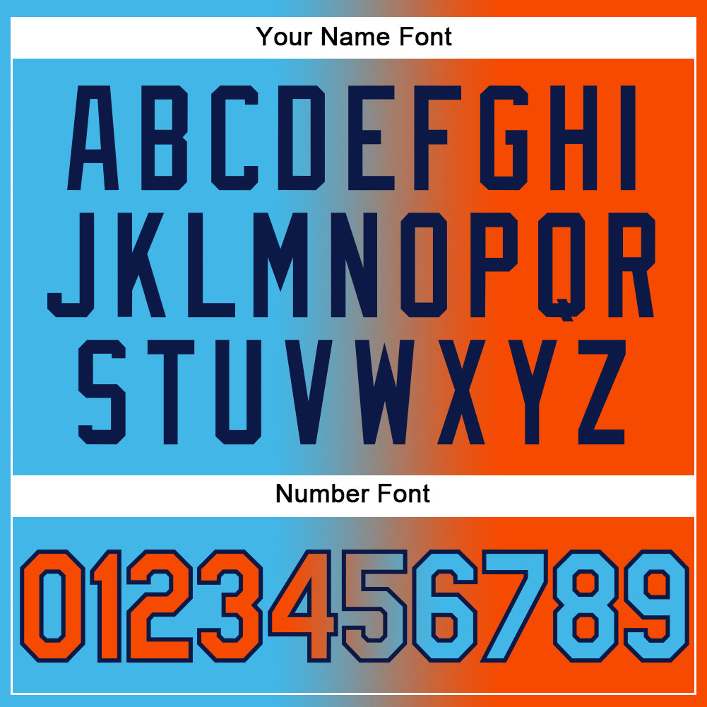 Custom Sky Blue Orange-Navy Authentic Gradient Fashion Baseball Jersey - Sky-Custom