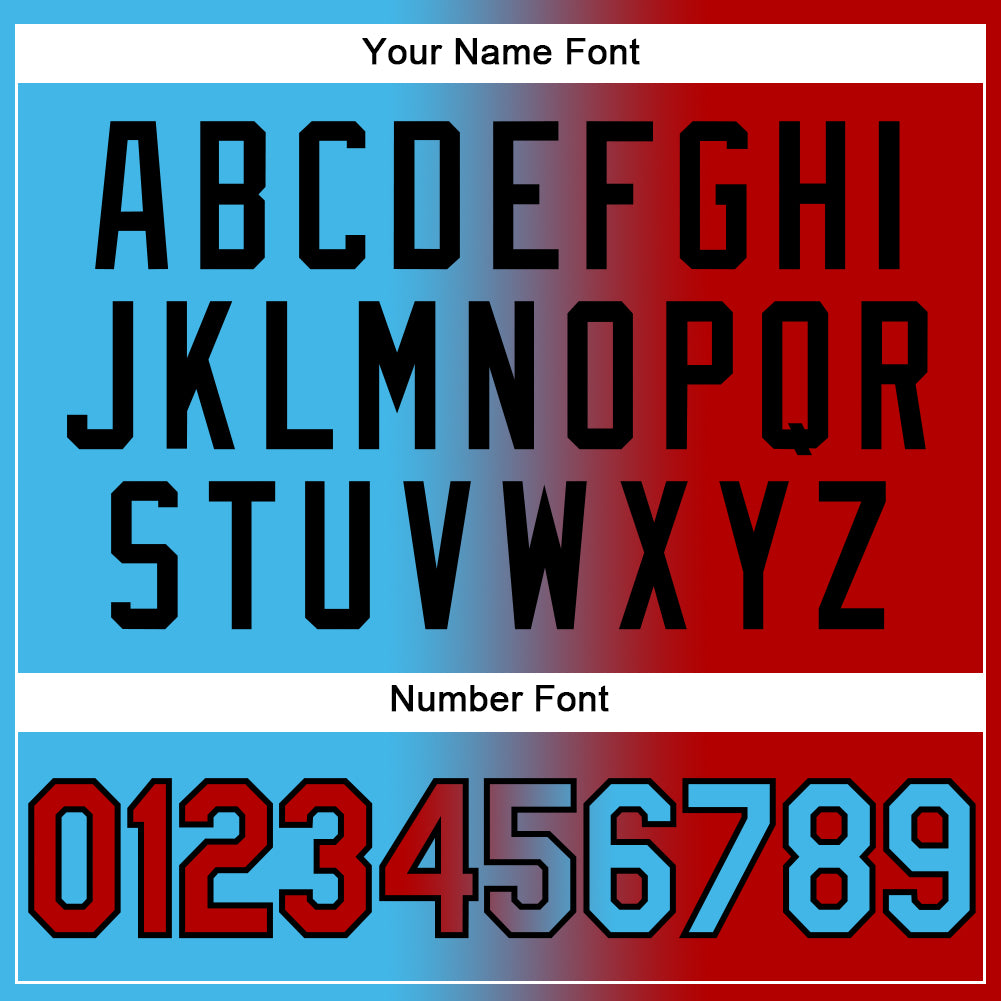 Custom Sky Blue Red-Black Authentic Gradient Fashion Baseball Jersey - Sky-Custom