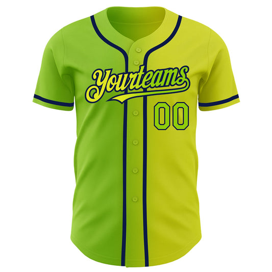 Custom Neon Yellow Neon Green-Navy Authentic Gradient Fashion Baseball Jersey - Sky-Custom