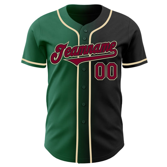 Custom Black Maroon Kelly Green-Cream Authentic Gradient Fashion Baseball Jersey - Sky-Custom