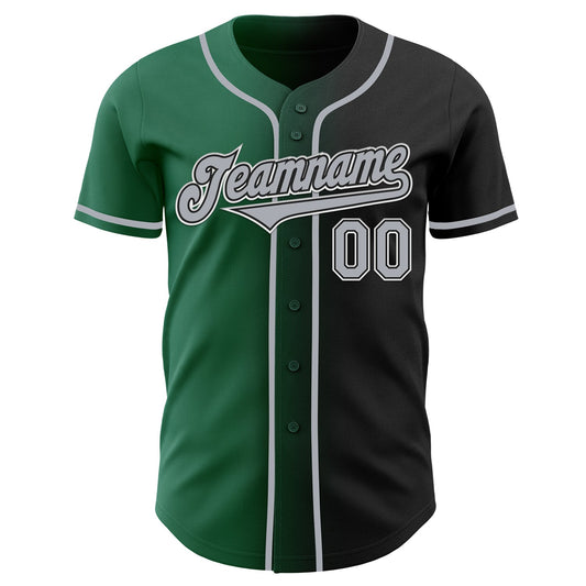 Custom Black Gray-Kelly Green Authentic Gradient Fashion Baseball Jersey - Sky-Custom