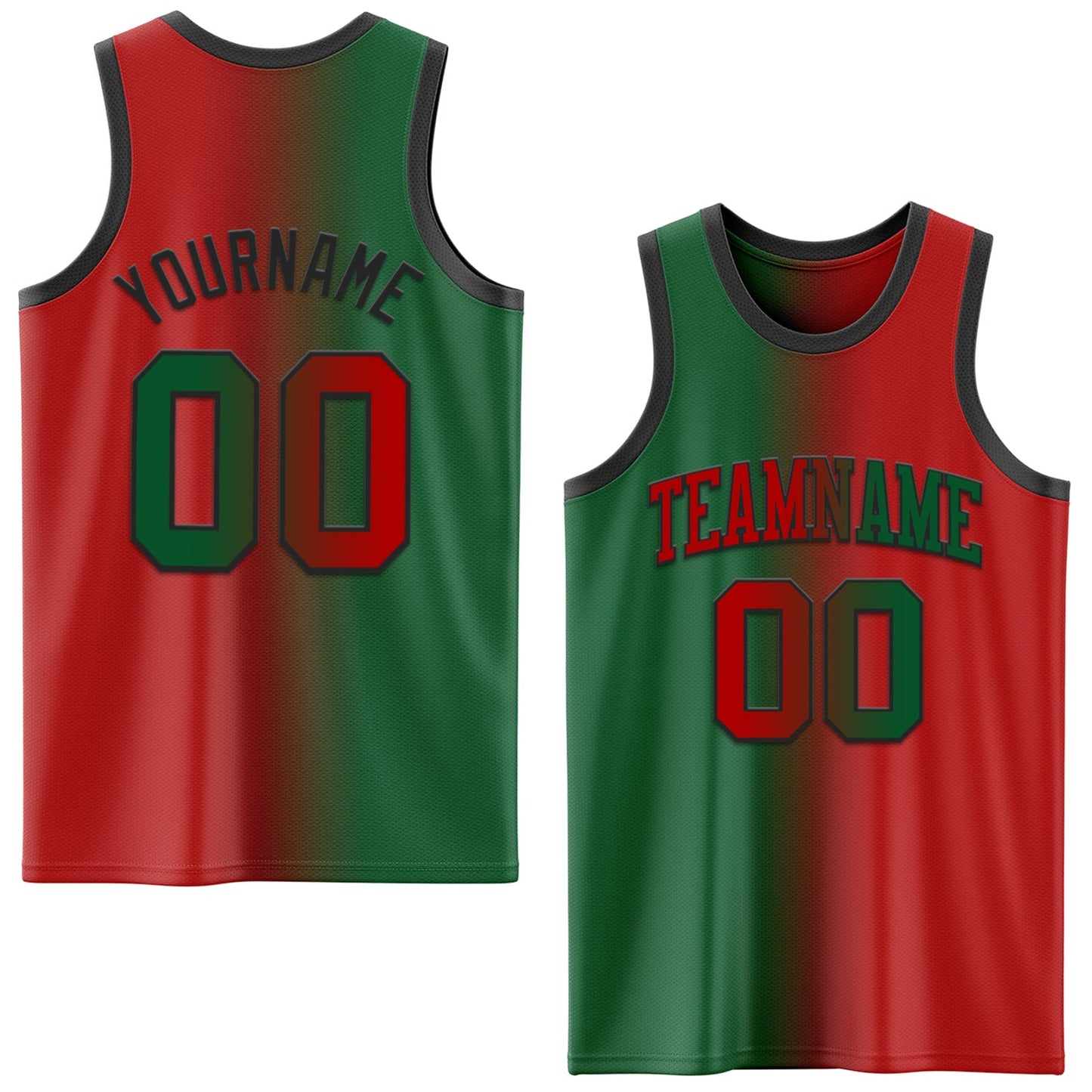 Custom Red Kelly Green-Black Authentic Gradient Fashion Basketball Jersey - Sky-Custom