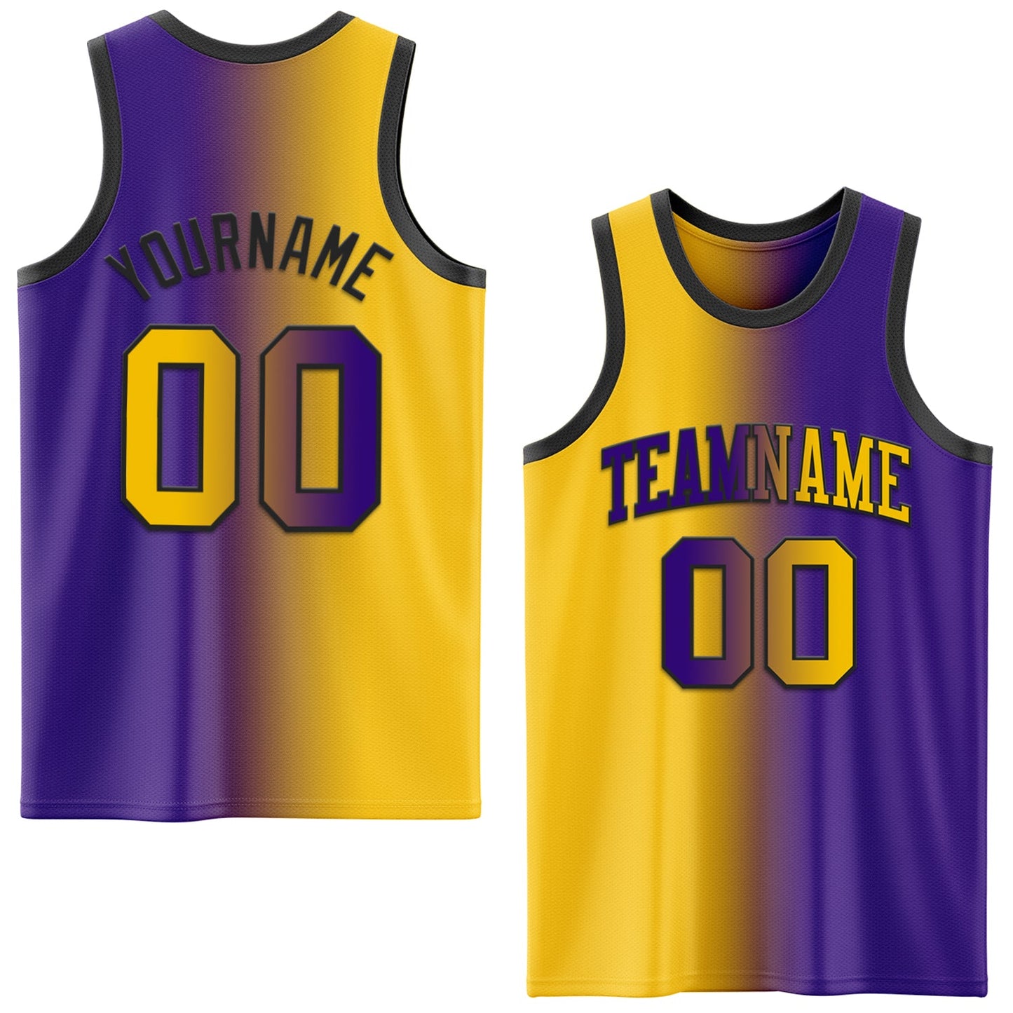 Custom Purple Yellow-Black Authentic Gradient Fashion Basketball Jersey - Sky-Custom