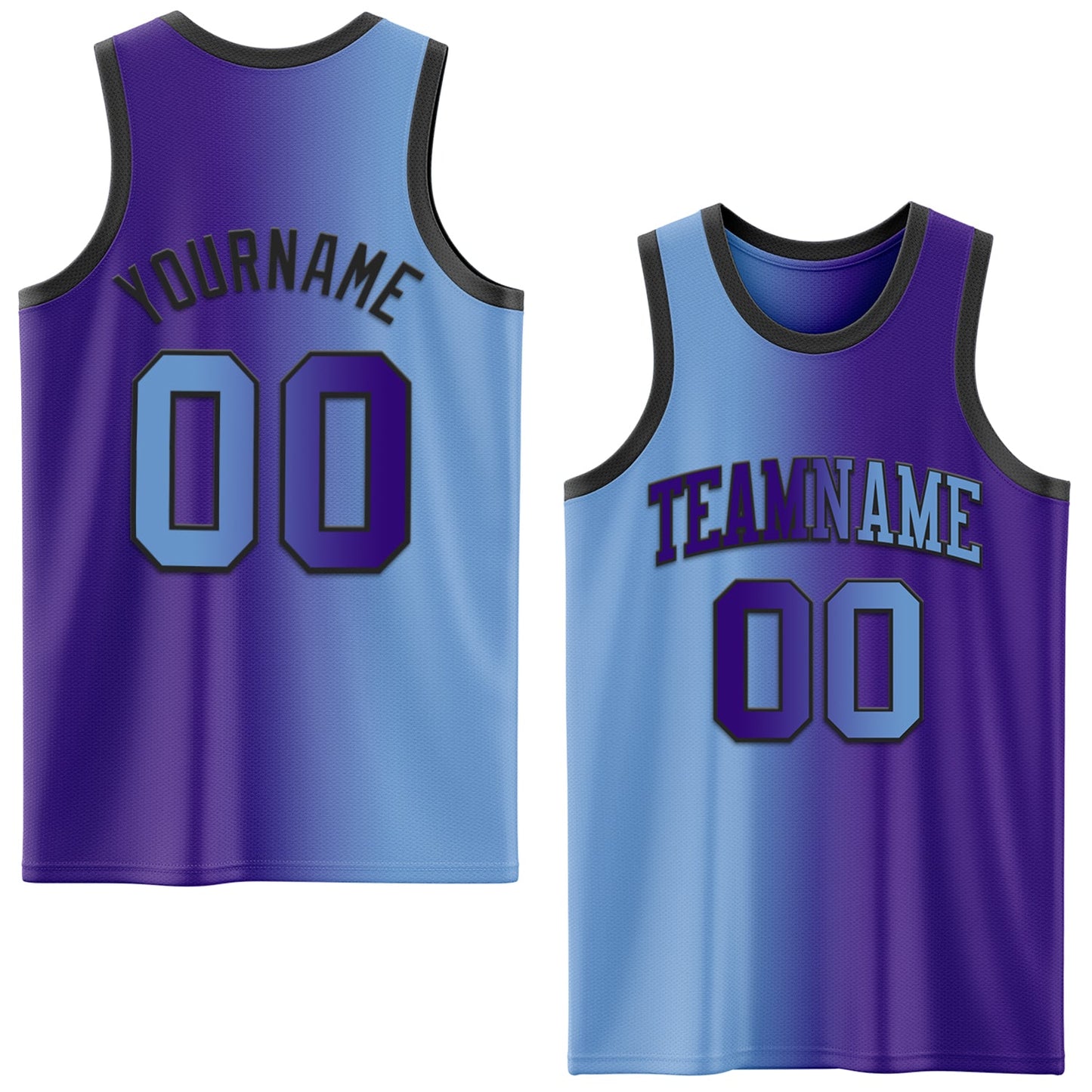Custom Purple Light Blue-Black Authentic Gradient Fashion Basketball Jersey - Sky-Custom