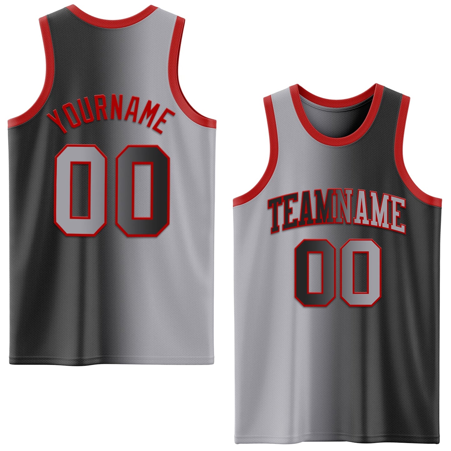 Custom Black Gray-Red Authentic Gradient Fashion Basketball Jersey - Sky-Custom