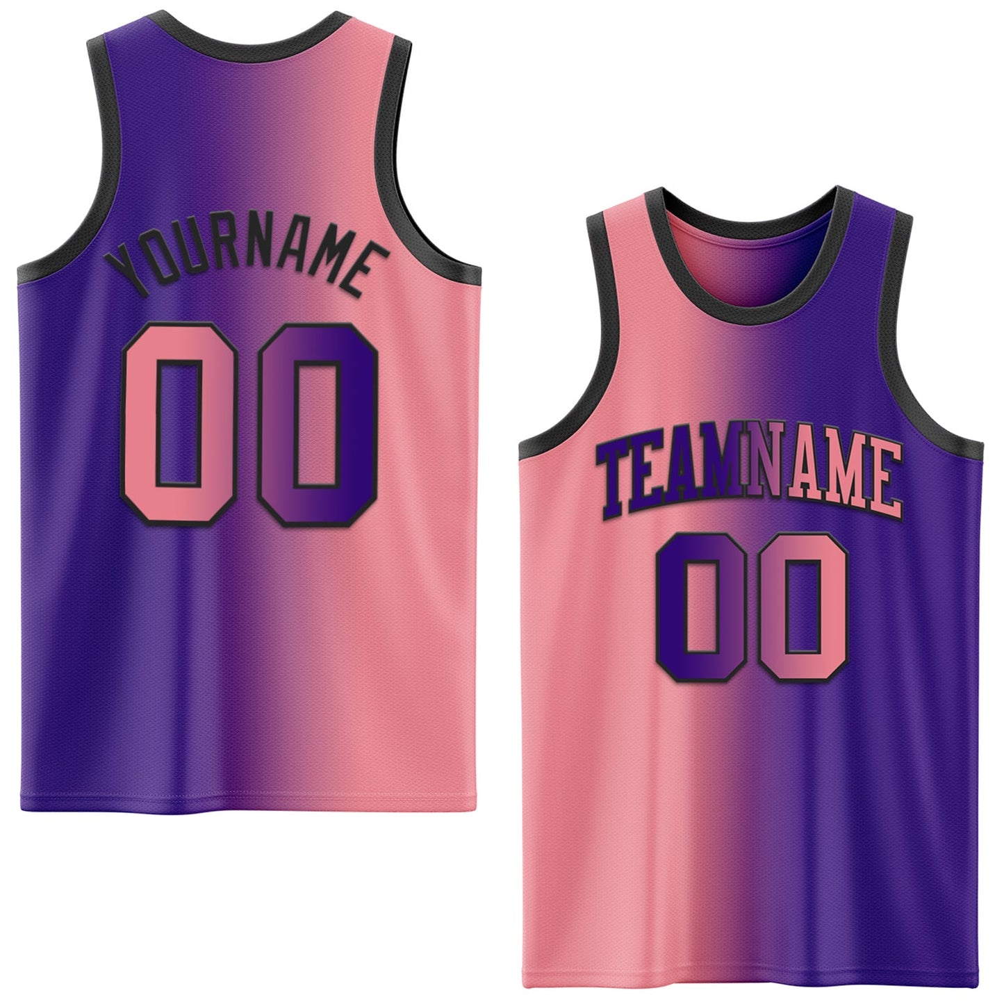Custom Purple Medium Pink-Black Authentic Gradient Fashion Basketball Jersey - Sky-Custom