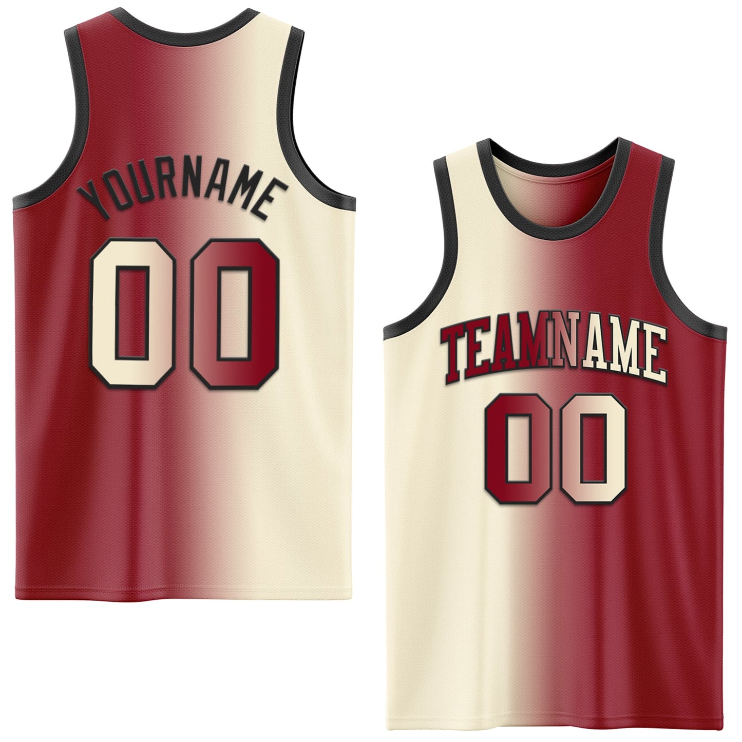 Custom Maroon Cream-Black Authentic Gradient Fashion Basketball Jersey - Sky-Custom