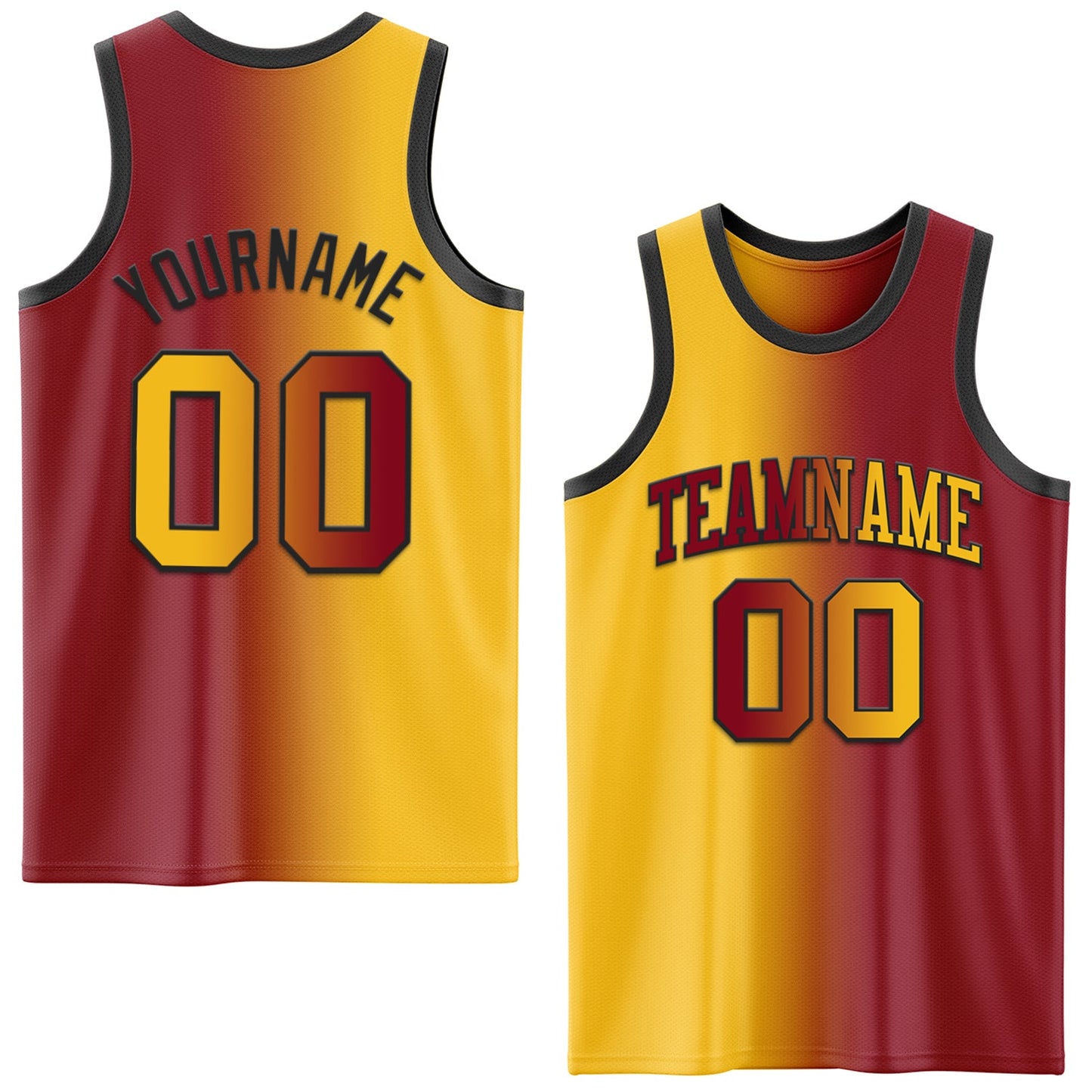 Custom Maroon Gold-Black Authentic Gradient Fashion Basketball Jersey - Sky-Custom
