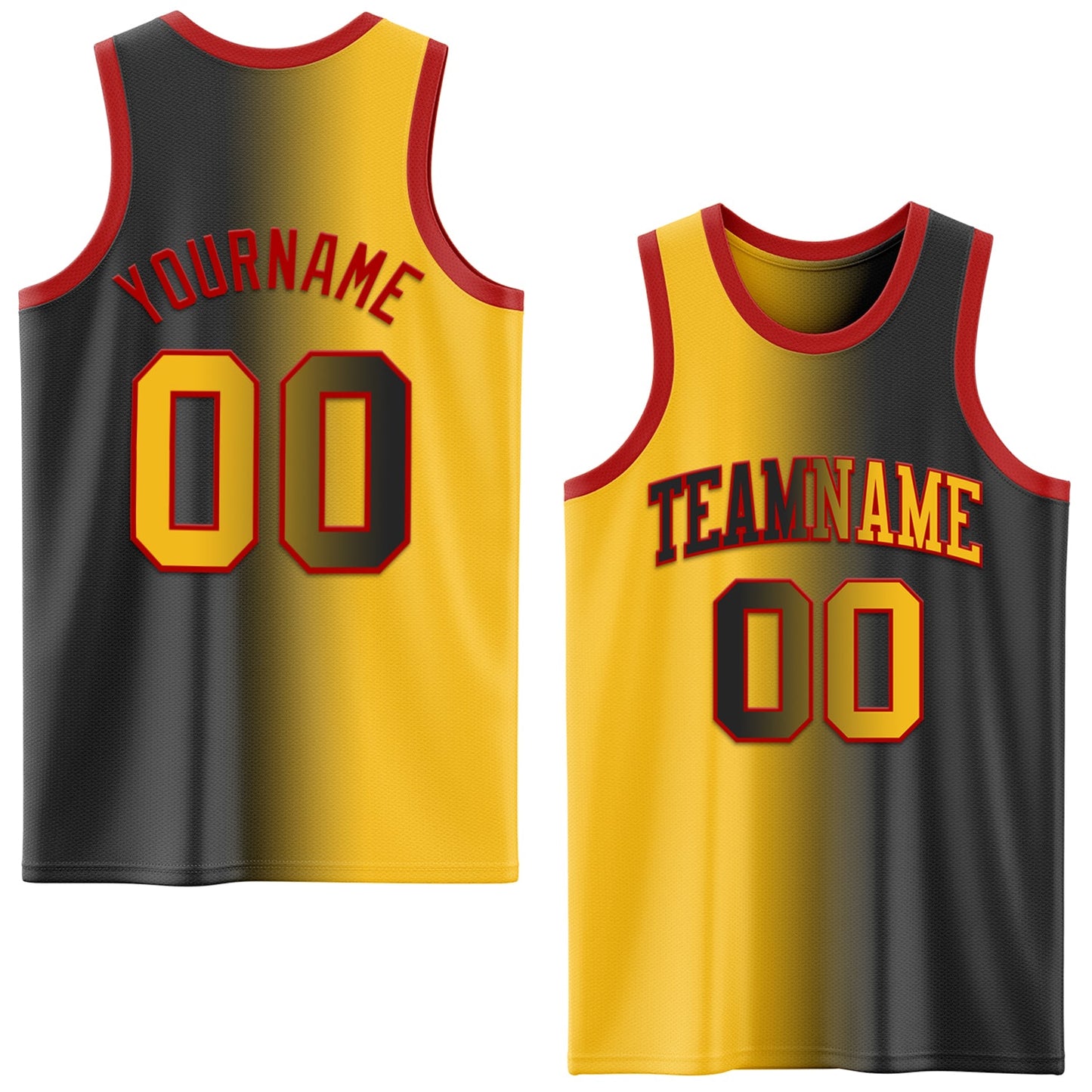 Custom Black Gold-Red Authentic Gradient Fashion Basketball Jersey - Sky-Custom