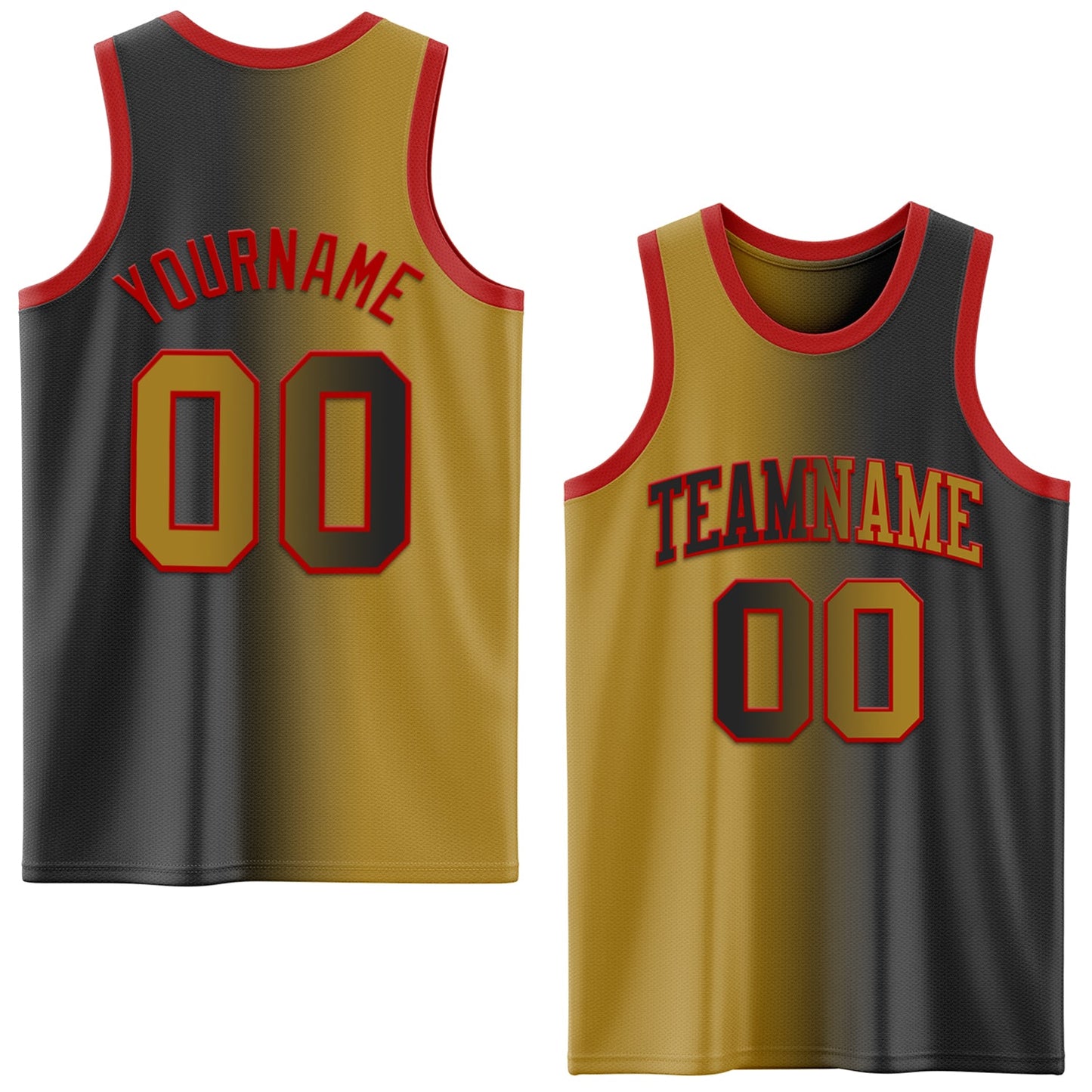 Custom Black Old Gold-Red Authentic Gradient Fashion Basketball Jersey - Sky-Custom