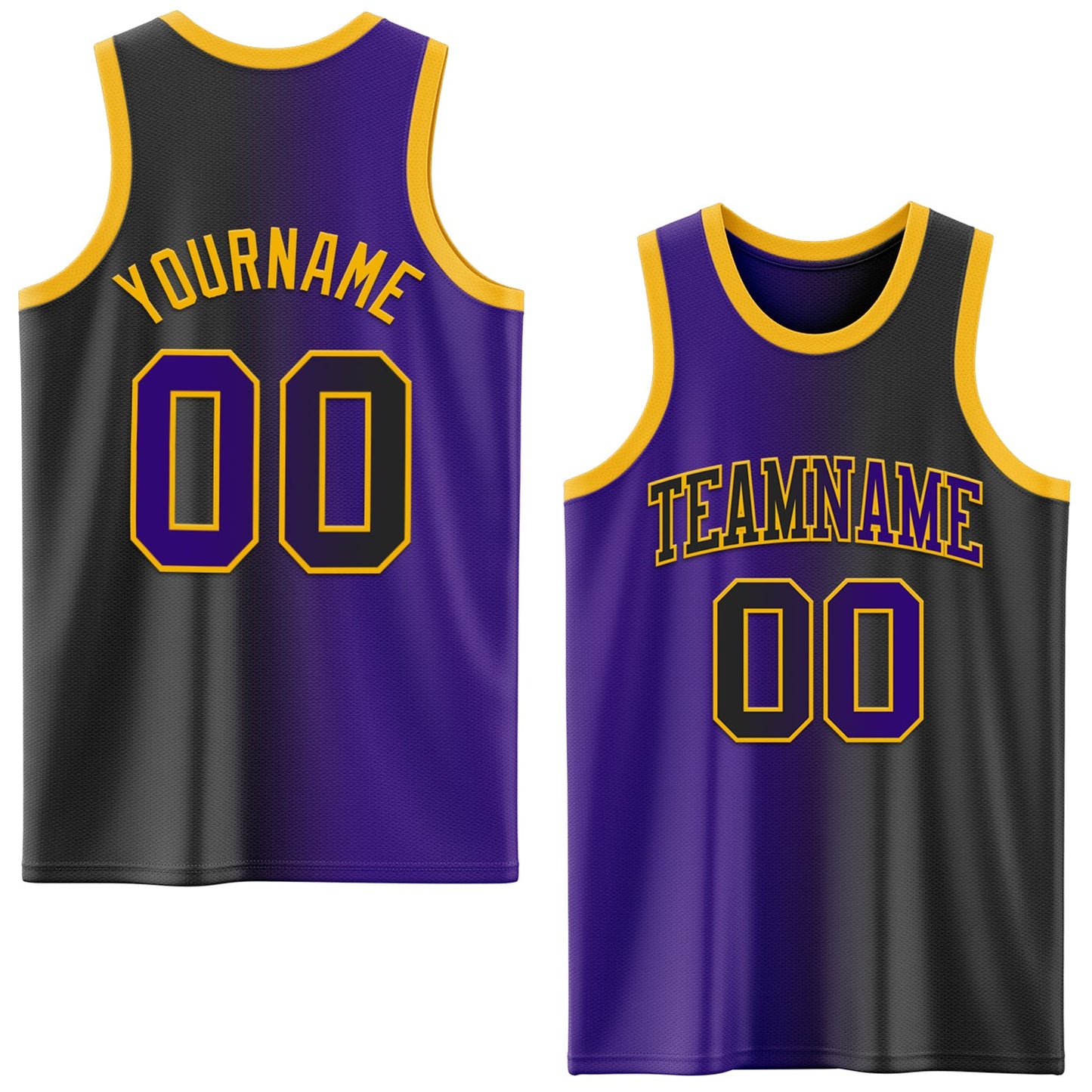 Custom Black Purple-Gold Authentic Gradient Fashion Basketball Jersey - Sky-Custom