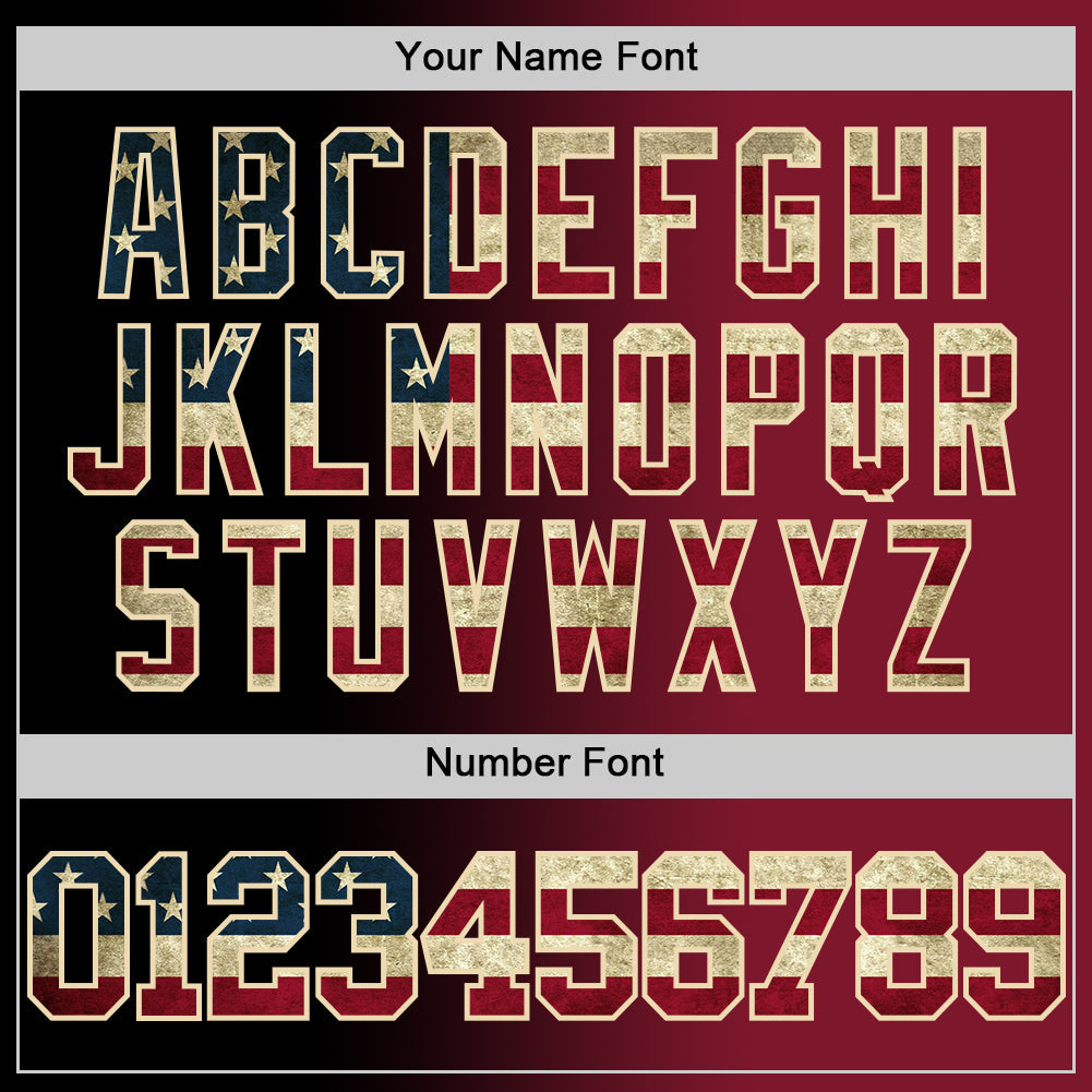 Custom Black Vintage USA Flag Crimson-Cream Authentic Gradient Fashion Basketball Jersey - Sky-Custom