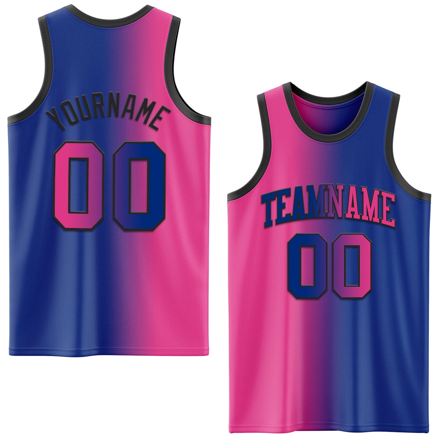 Custom Royal Pink-Black Authentic Gradient Fashion Basketball Jersey - Sky-Custom