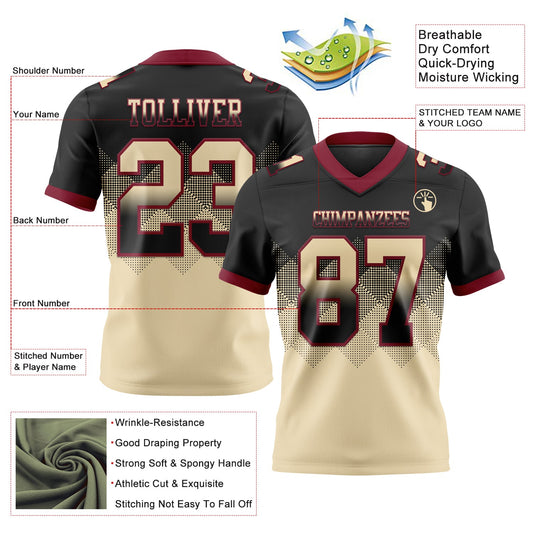 Custom Black Cream-Crimson Mesh Authentic Gradient Square Shape Flag Football Jersey - Sky-Custom