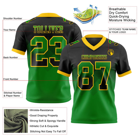 Custom Black Grass Green-Yellow Mesh Authentic Gradient Square Shape Flag Football Jersey - Sky-Custom