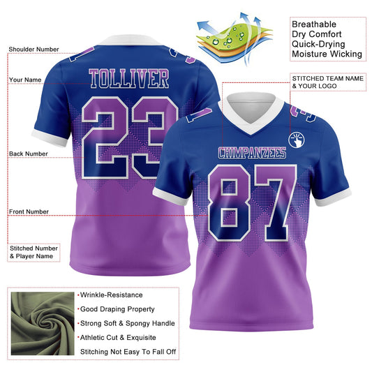 Custom Royal Medium Purple-White Mesh Authentic Gradient Square Shape Flag Football Jersey - Sky-Custom