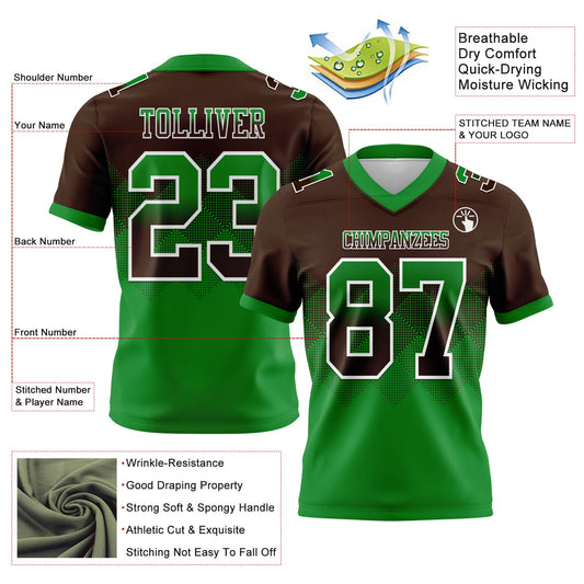 Custom Brown Grass Green-White Mesh Authentic Gradient Square Shape Flag Football Jersey - Sky-Custom
