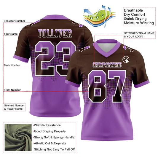 Custom Brown Medium Purple-White Mesh Authentic Gradient Square Shape Flag Football Jersey - Sky-Custom