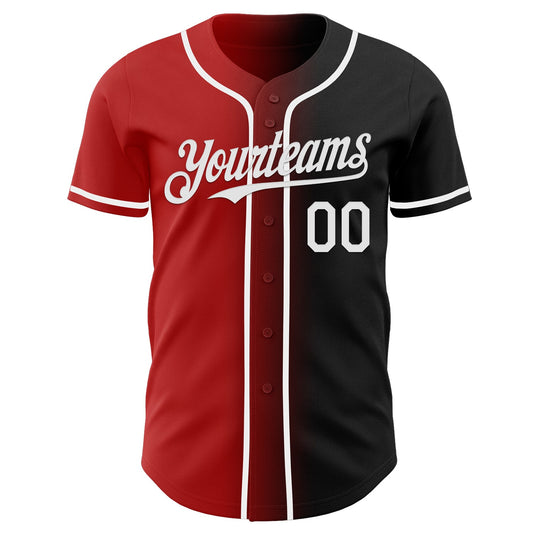 Custom Black White-Red Authentic Gradient Fashion Baseball Jersey - Sky-Custom