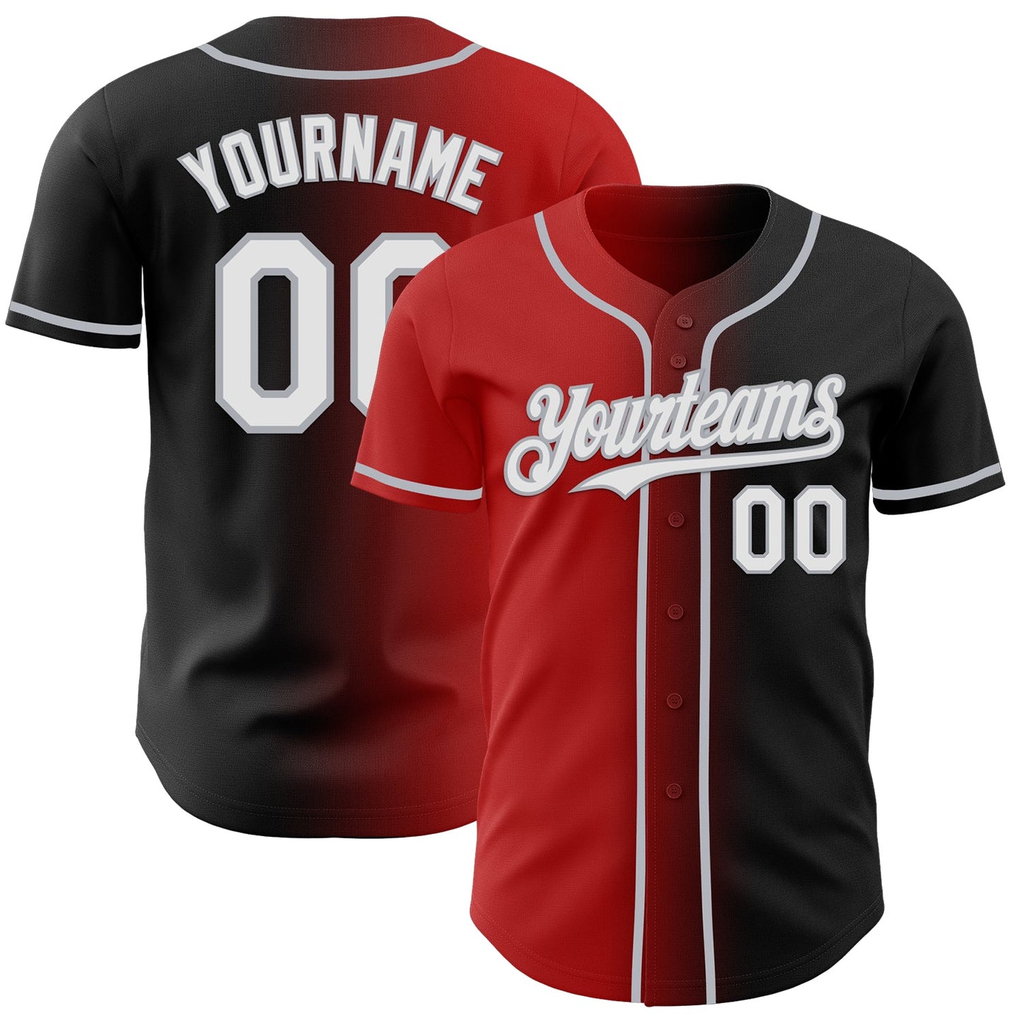 Custom Black White Red-Gray Authentic Gradient Fashion Baseball Jersey - Sky-Custom