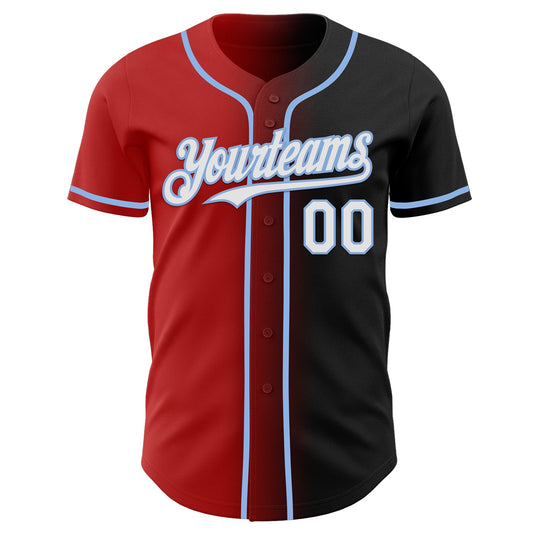 Custom Black White Red-Light Blue Authentic Gradient Fashion Baseball Jersey - Sky-Custom