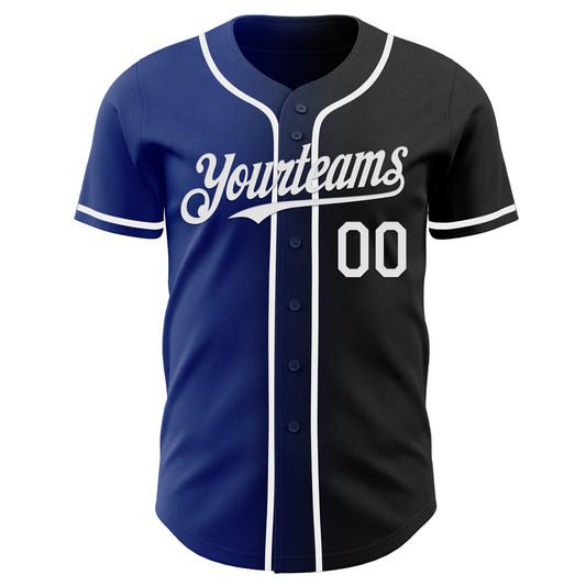 Custom Black White-Royal Authentic Gradient Fashion Baseball Jersey - Sky-Custom