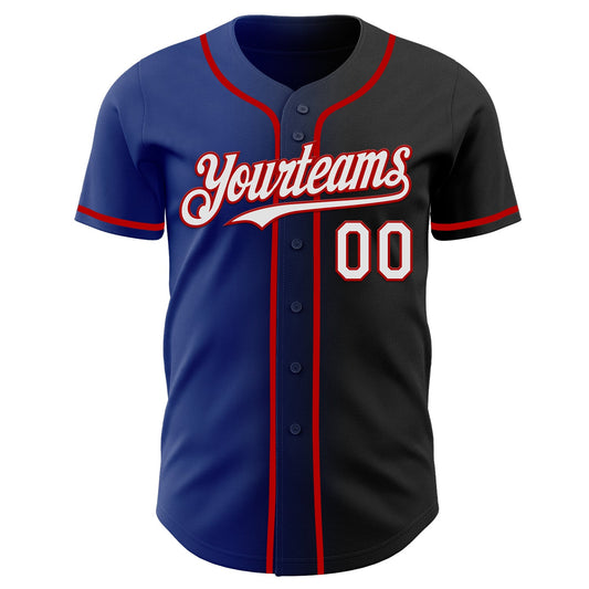 Custom Black White Royal-Red Authentic Gradient Fashion Baseball Jersey - Sky-Custom