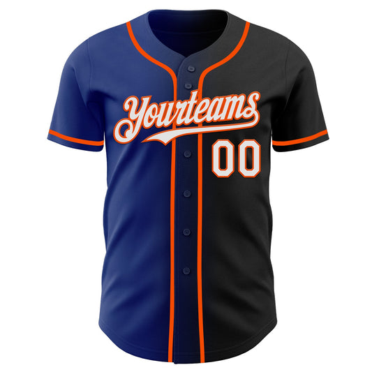 Custom Black White Royal-Orange Authentic Gradient Fashion Baseball Jersey - Sky-Custom