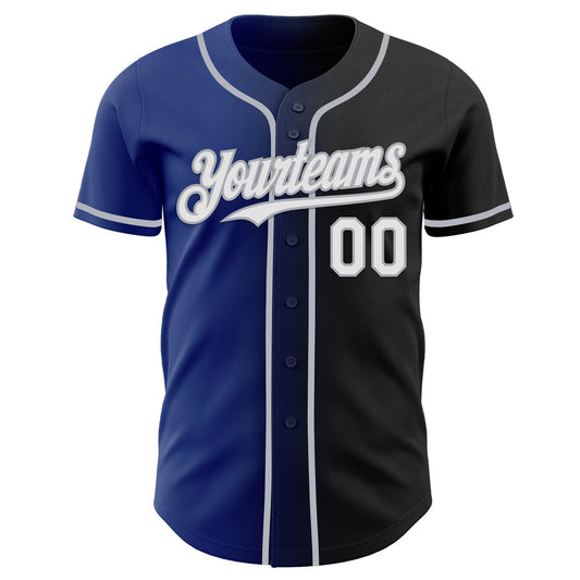 Custom Black White Royal-Gray Authentic Gradient Fashion Baseball Jersey - Sky-Custom