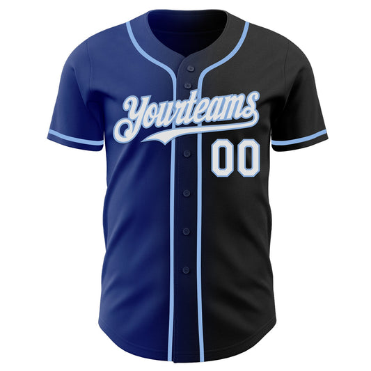 Custom Black White Royal-Light Blue Authentic Gradient Fashion Baseball Jersey - Sky-Custom