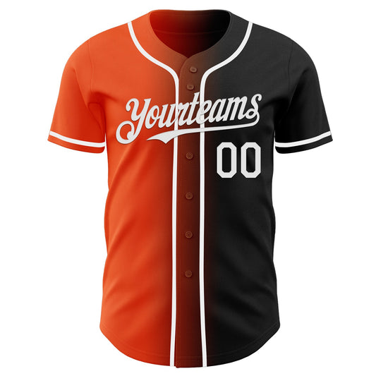 Custom Black White-Orange Authentic Gradient Fashion Baseball Jersey - Sky-Custom
