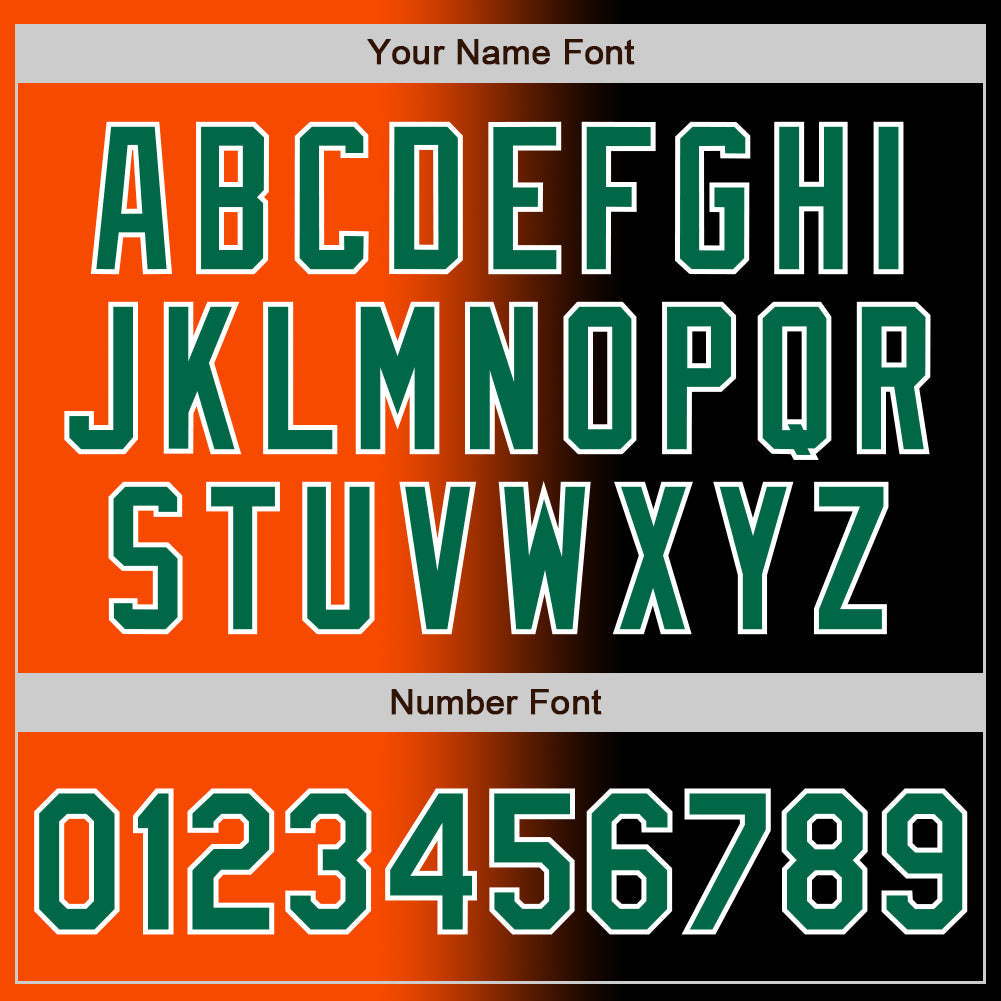 Custom Black Kelly Green Orange-White Authentic Gradient Fashion Baseball Jersey - Sky-Custom