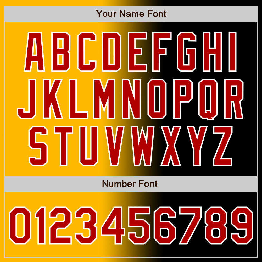Custom Black Red Gold-White Authentic Gradient Fashion Baseball Jersey - Sky-Custom