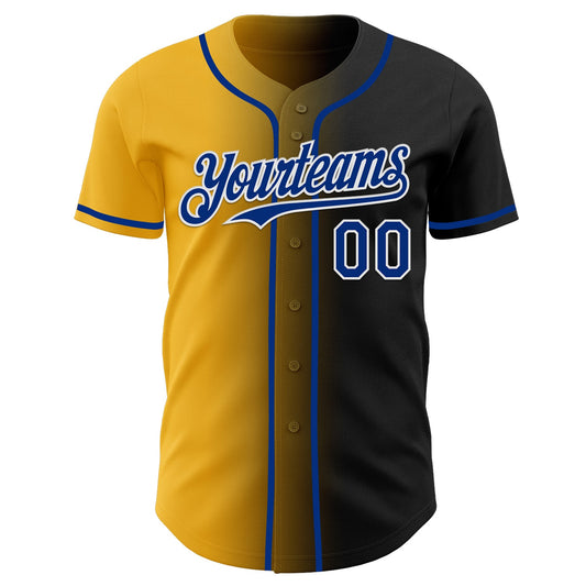 Custom Black Royal Gold-White Authentic Gradient Fashion Baseball Jersey - Sky-Custom