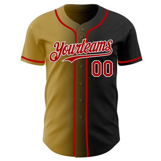 Custom Black Red Old Gold-White Authentic Gradient Fashion Baseball Jersey - Sky-Custom