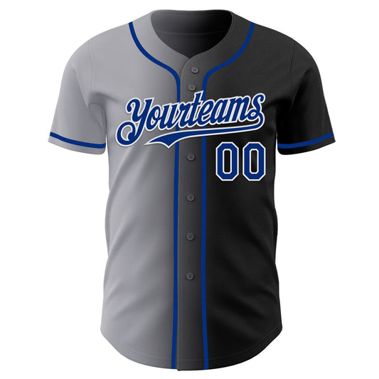 Custom Black Royal Gray-White Authentic Gradient Fashion Baseball Jersey - Sky-Custom
