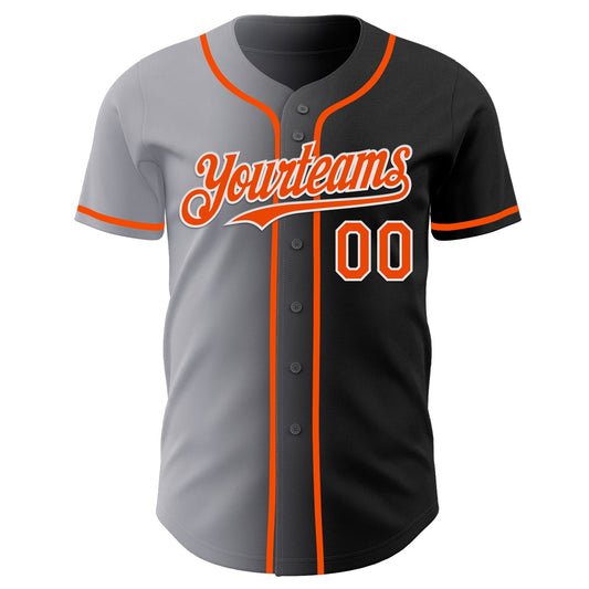 Custom Black Orange Gray-White Authentic Gradient Fashion Baseball Jersey - Sky-Custom